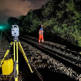 Surveying trainline at night